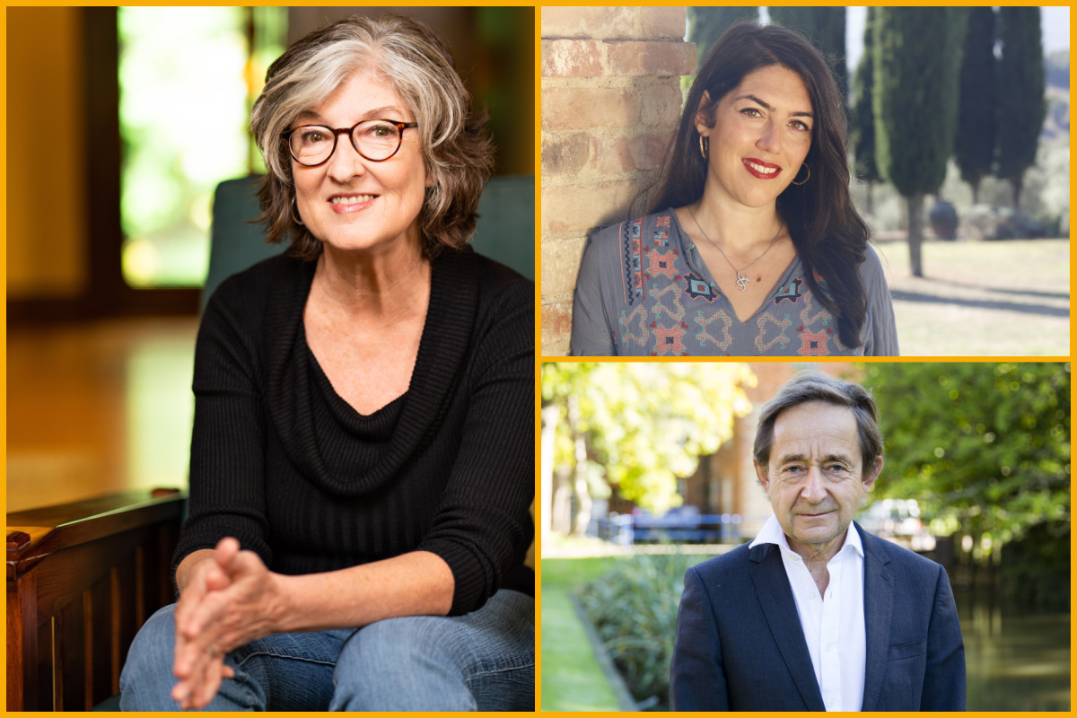 Image collage (left to right) Barbara Kingsolver by Evan Kafka, Amber Guinness by Saghar Setareh, Anthony Seldon.